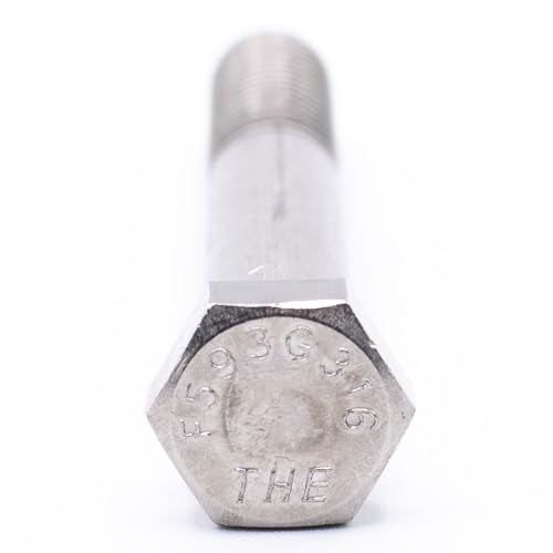 Super Corrosion Resistant 316 Stainless Steel Hex Head Cap Screws, 1/2"-13 Thread Size, 3-1/2" Long, Partially Threaded
