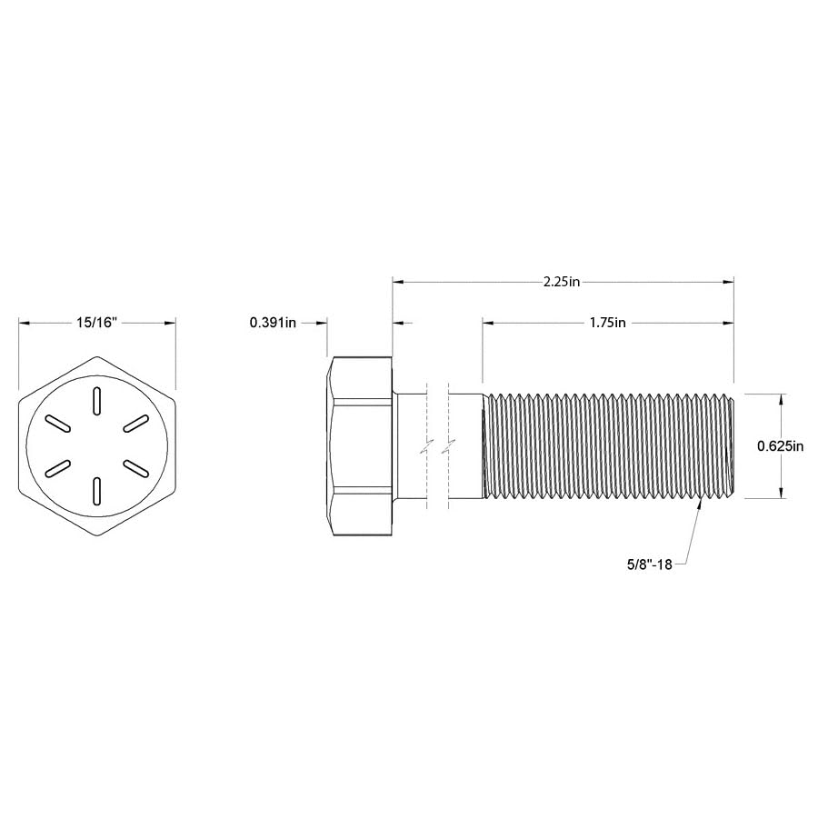 Grade 8 Steel Hex Head Cap Screw, Zinc-Aluminum Coated Bolt, 5/8"-18 x 2-1/4" Long